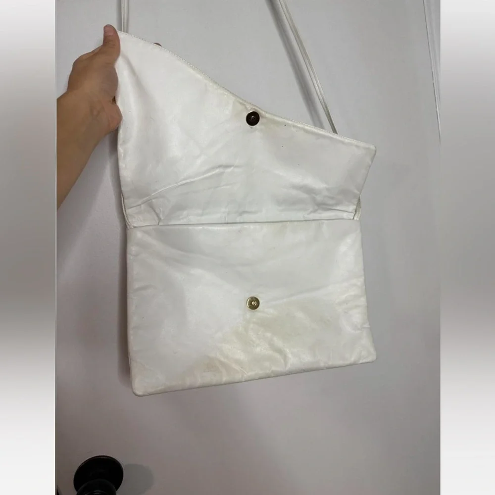 Studded vintage White and Silver Za-Zu white‎ leather Women's Bag